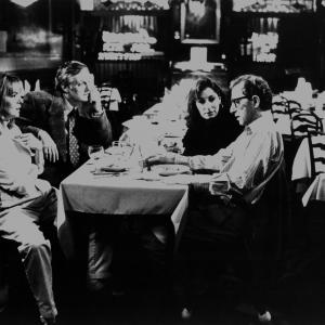 Still of Woody Allen, Alan Alda, Diane Keaton and Anjelica Huston in Manhattan Murder Mystery (1993)