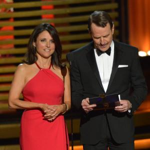 Julia LouisDreyfus and Bryan Cranston at event of The 66th Primetime Emmy Awards 2014