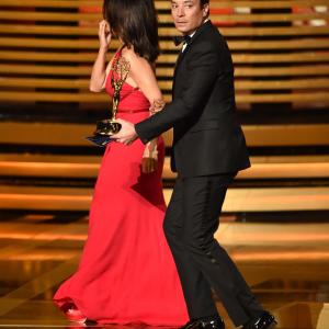 Julia LouisDreyfus and Jimmy Fallon at event of The 66th Primetime Emmy Awards 2014