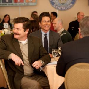 Still of Rob Lowe and Nick Offerman in Parks and Recreation 2009