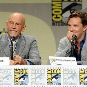John Malkovich and Benedict Cumberbatch at event of Penguins of Madagascar (2014)