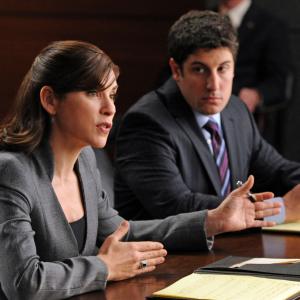 Still of Julianna Margulies and Jason Biggs in The Good Wife 2009