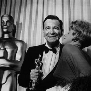 Academy Awards 39th Annual at the Beverly Hilton 1967 Walter Matthau Shelly Winters and his award for Best Supporting Actor