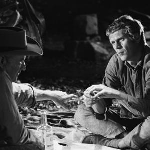 Steve McQueen and Brian Keith during the making of 