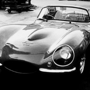 Steve McQueen in his 1958 Jaguar XKSS in Hollywood CA 1960