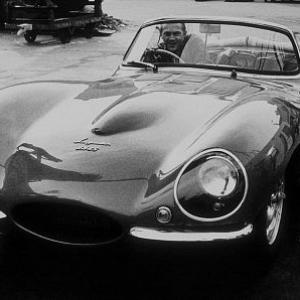 Steve McQueen in his 1957 Jaguar XKSS Hollywood CA