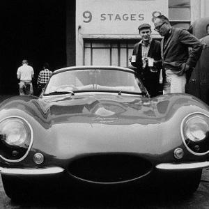 Steve McQueen with his 1957 XKSS Jaguar and Dir John Sturges at Goldwyn studios