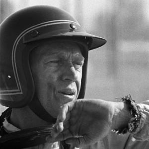 Steve McQueen and his Lola at Riverside Raceway in Riverside, California