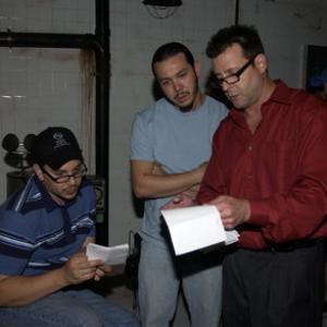DirectorProducer Dean Ronalds and ProducerActor Brian Ronalds work on a scene with Actor Judd Nelson