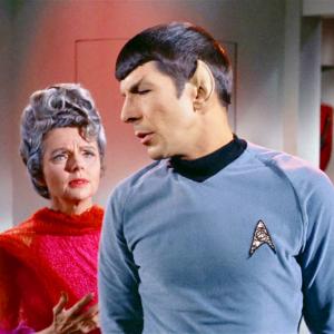 Still of Leonard Nimoy and Jane Wyatt in Star Trek (1966)