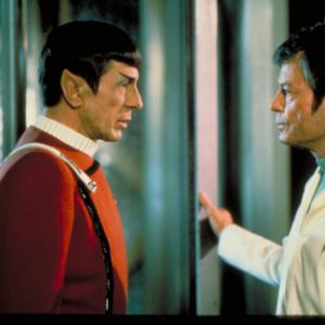 Still of Leonard Nimoy and DeForest Kelley in Star Trek The Wrath of Khan 1982