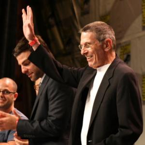 Leonard Nimoy and Zachary Quinto two generations of Spock at the Star Trek panel
