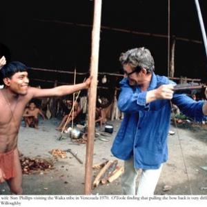 Peter OToole and his wife Sian Phillips visiting the Waika tribe in Venezuela OToole finding that pulling the bow back is very difficult 1970  1978 Bob Willoughby