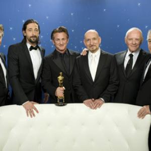 Michael Douglas (left), Adrien Brody, Oscar® winner Sean Penn, Ben Kingsley, Anthony Hopkins and Robert De Niro backstage during the live ABC Telecast of the 81st Annual Academy Awards® from the Kodak Theatre, in Hollywood, CA Sunday, February 22, 2009.