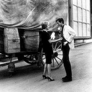 Anthony Perkins and Janet Leigh on the set of 