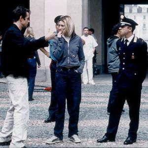 Director Tom Tykwer with Cate Blanchett and Giovanni Ribisi on the set