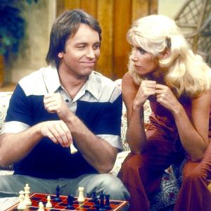 Still of John Ritter and Suzanne Somers in Threes Company 1977