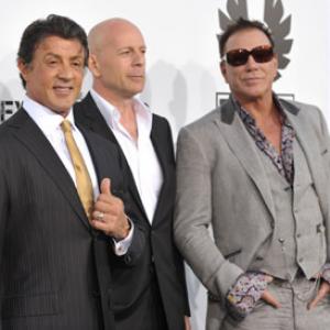 Sylvester Stallone Bruce Willis and Mickey Rourke at event of The Expendables 2010
