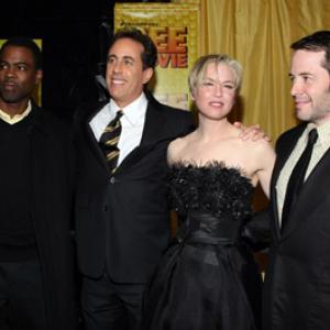 Matthew Broderick, Renée Zellweger, Jerry Seinfeld and Chris Rock at event of Bee Movie (2007)