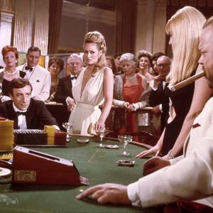 Still of Orson Welles Ursula Andress and Peter Sellers in Casino Royale 1967