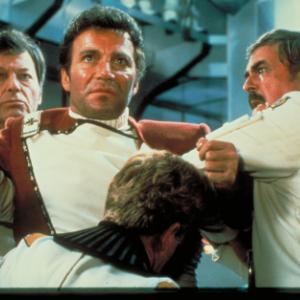Still of William Shatner, James Doohan and DeForest Kelley in Star Trek: The Wrath of Khan (1982)
