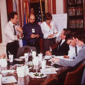 Still of Martin Sheen, Allison Janney, Richard Schiff and Bradley Whitford in The West Wing (1999)