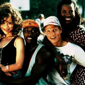 Woody Harrelson, Wesley Snipes, Rosie Perez and Tyra Ferrell in White Men Can't Jump (1992)