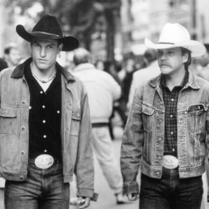 Still of Woody Harrelson and Kiefer Sutherland in The Cowboy Way 1994