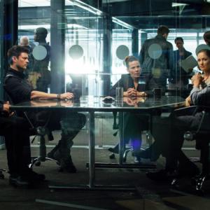 Still of Lili Taylor Michael Irby Karl Urban Michael Ealy and Minka Kelly in Almost Human 2013
