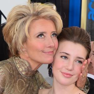 Actress Emma Thompson and daughter Gaia Romilly Wise arrive on the red carpet of the 71st Annual Golden Globe Awards in Beverly Hills, California, on January 12, 2014.