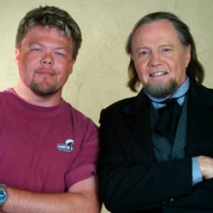 Scott Duthie and Jon Voight pose for a publicity still on the set of September Dawn