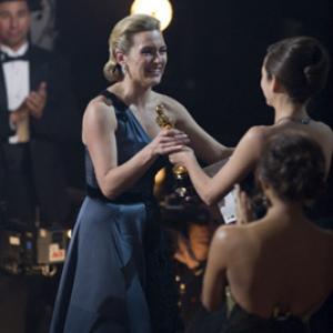 Kate Winslet accepts the Oscar for Actress in a Leading Role for The Reader The Weinstein Company during the live ABC Telecast of the 81st Annual Academy Awards from the Kodak Theatre in Hollywood CA Sunday February 22 2009
