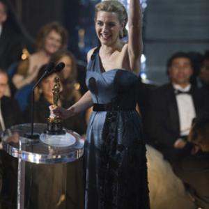 Kate Winslet accepts the Oscar for Actress in a Leading Role for The Reader The Weinstein Company during the live ABC Telecast of the 81st Annual Academy Awards from the Kodak Theatre in Hollywood CA Sunday February 22 2009