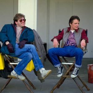 Director Robert Zemeckis and Michael J. Fox on the set