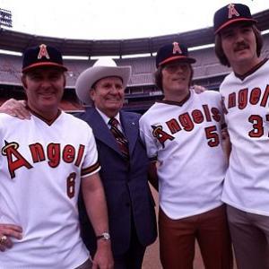 Gene Autry with Angels Players at Anaheim Stadium 1978