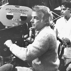 Director John G Avildsen and Ralph Macchio on the set of The Karate Kid Part II