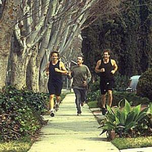 Lester jogs with the Jims