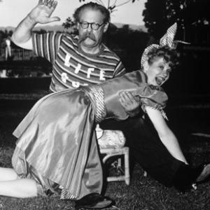 Lucille Ball and Lionel Barrymore at Lucy's Chatsworth ranch for a birthday party