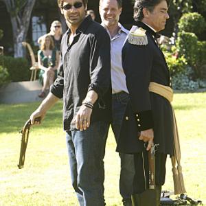 Still of David Duchovny, Jason Beghe and Peter Gallagher in Nuodemingoji Kalifornija (2007)