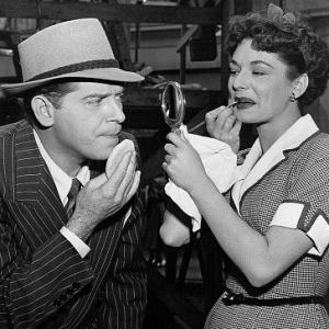Milton Berle and Ruth Roman on the set of Always Leave Them Laughing 1949