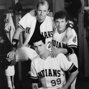 Still of Charlie Sheen Tom Berenger and Corbin Bernsen in Major League 1989