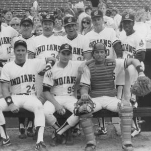 Still of Charlie Sheen, Tom Berenger, Wesley Snipes, Corbin Bernsen, James Gammon, Dennis Haysbert and Chelcie Ross in Major League (1989)