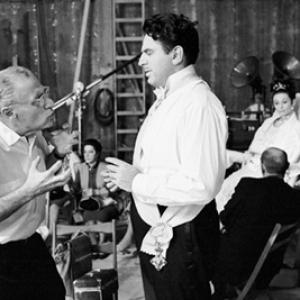 Director George Cukor, Theodore Bikel and Audrey Hepburn during the making of 