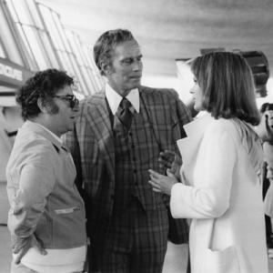 Director Jack Smight Charlton Heston and Karen Black in Airport 19751974 Universal BDM karenblack