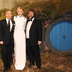 Cate Blanchett Peter Jackson and Martin Freeman at event of Hobitas nelaukta kelione 2012