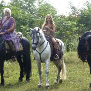 Barry Bostwick, Ellen Hollman and Victor Webster in THE SCORPIAN KING: QUEST FOR POWER