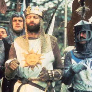 Still of John Cleese Graham Chapman Eric Idle Terry Jones and Michael Palin in Monty Python and the Holy Grail 1975