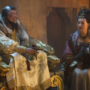 Still of Joan Chen and Benedict Wong in Marco Polo 2014