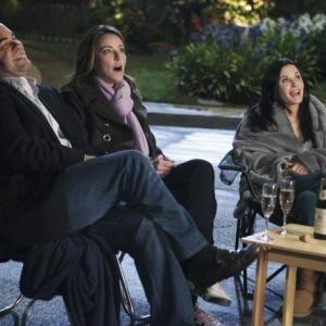 Still of Courteney Cox Ian Gomez and Christa Miller in Cougar Town 2009