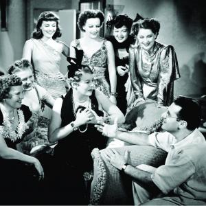 Still of Joan Crawford, George Cukor, Rosalind Russell and Norma Shearer in The Women (1939)